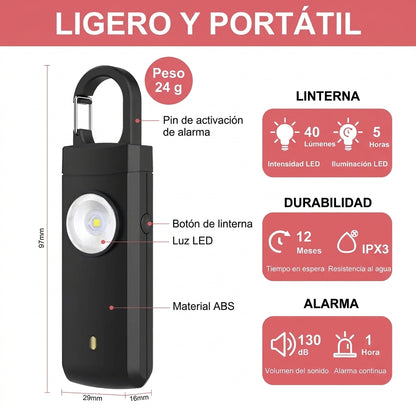 AVISAYA® | Alarma Personal Recargable con Luz LED